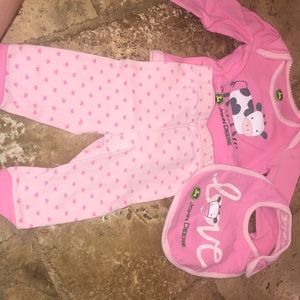 John Deere baby girl outfit with bib